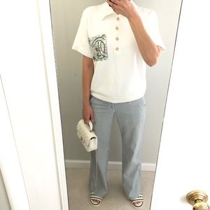 Striped wide leg pants